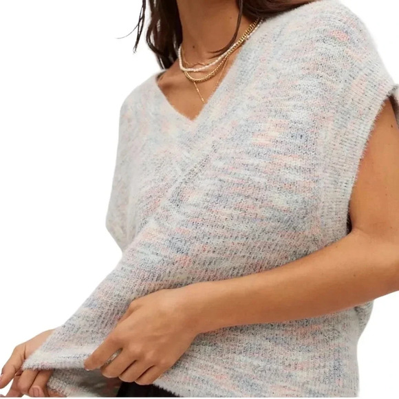 BDG Urban Outfitters Aden V Neck Knit Multicolor Sweater Vest Sleeveless Popover - Picture 1 of 8